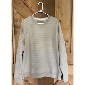 JACHS New York Recycled Fleece Sweatshirt Tan w/White Stripe Men Sz L Cozycore